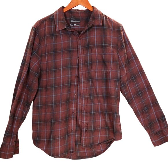 Mens Public Opinion Medium Red & Blue Plaid Button-Down Cotton Shirt - Picture 1 of 10